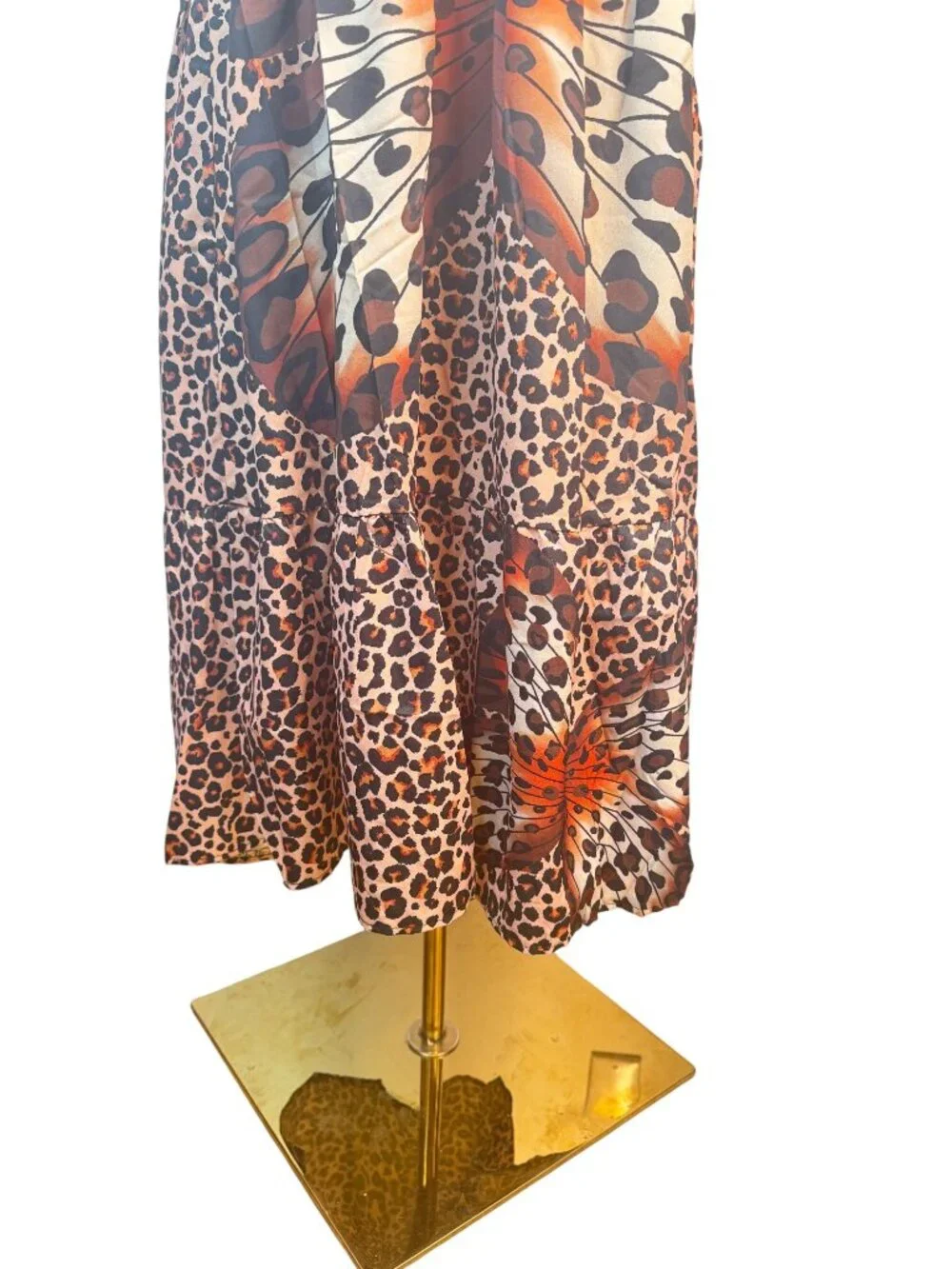 NEW Leopard M Print Boho Halter Maxi Dress Butterfly Detail Sleeveless - Picture 8 of 16
